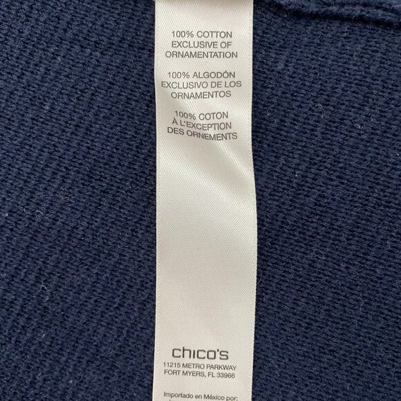 Chico’s Embellished Elektra Open Front Cardigan Size M Navy Blue - Picture 10 of 10